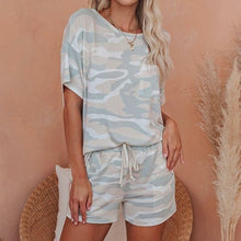 Load image into Gallery viewer, Women Tie-dye Printed Short Sleeve Two-piece Set Household Clothing
