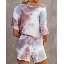 Load image into Gallery viewer, Women Tie-dye Printed Short Sleeve Two-piece Set Household Clothing
