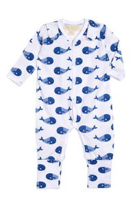 Smart Footed One-Piece + Bib - Blue Whale
