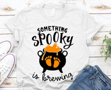 Load image into Gallery viewer, Something Spooky Is Brewing Halloween T-shirt
