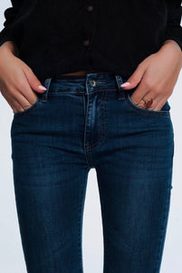 Rhinestone Detail Slim Jeans