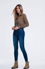 Load image into Gallery viewer, Stretch Slim Jeans with Frayed Edge
