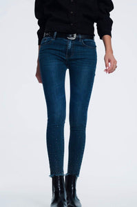 Rhinestone Detail Slim Jeans
