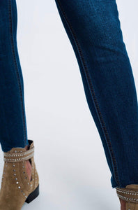 Stretch Slim Jeans with Frayed Edge